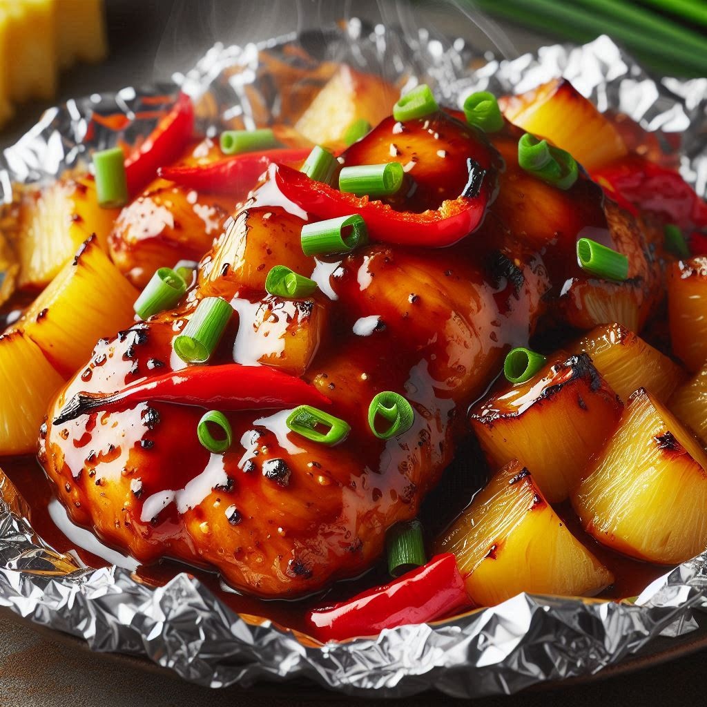 Teriyaki Chicken and Pineapple Foil Packets
