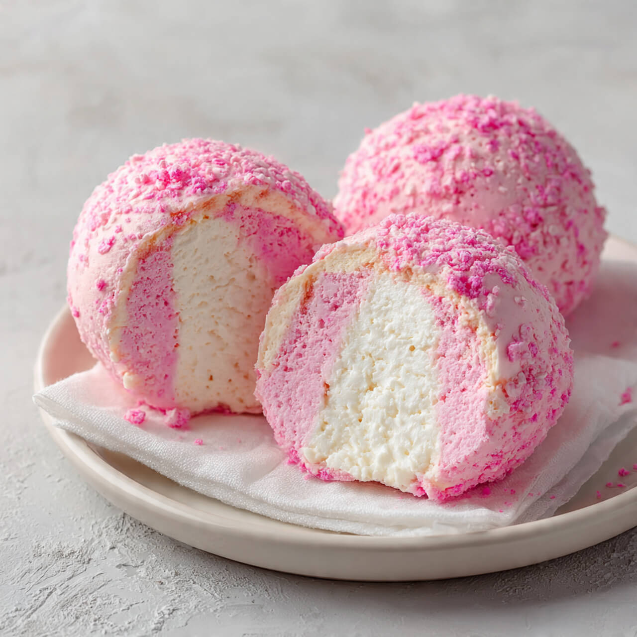 Crispy Cotton Candy Cheesecake Bombs