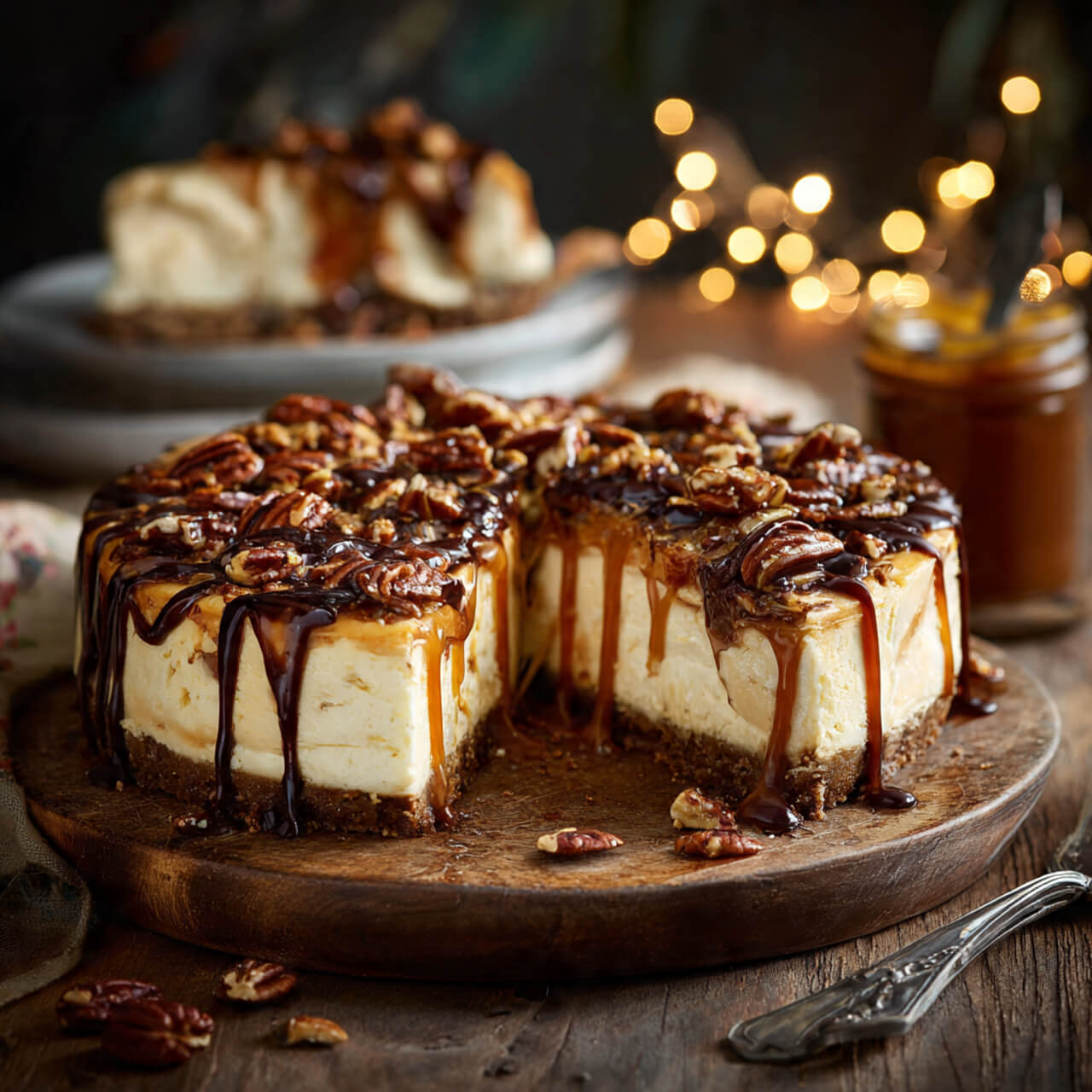 Decadent Turtle Fudge Cheesecake