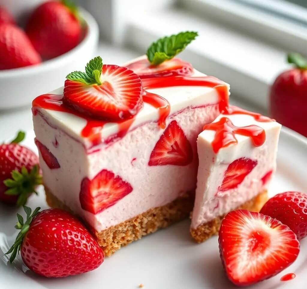 No-Bake Strawberry Cheesecake Bars