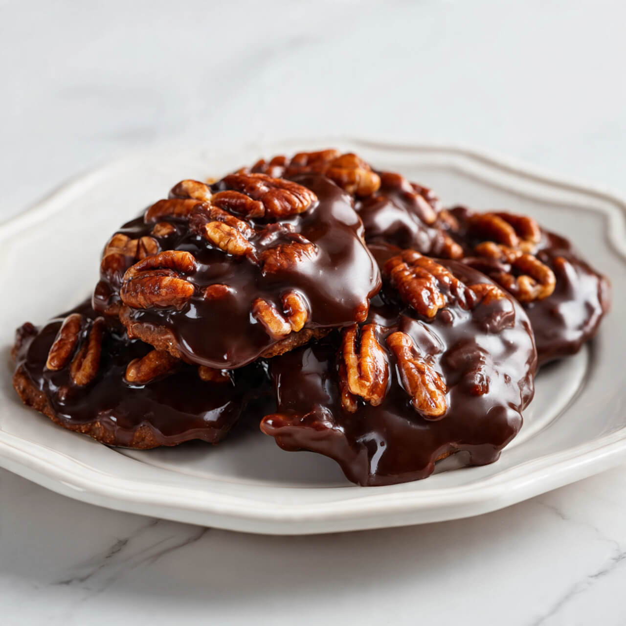 Chocolate Pecan Turtle Clusters