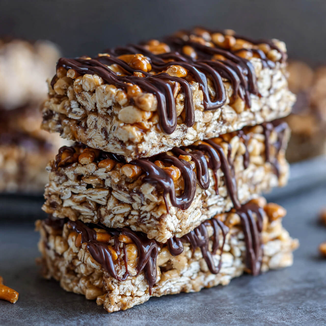 No Bake Peanut Butter Pretzel Granola Bars
