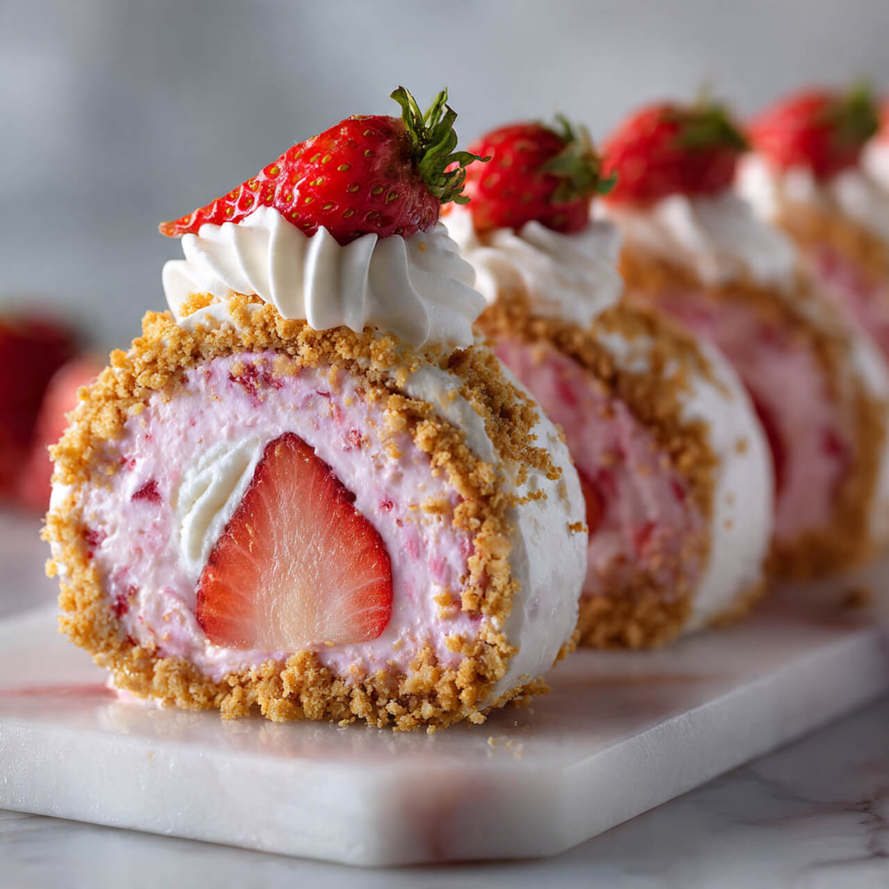 Strawberry Shortcake Cheesecake Dessert Sushi Roll