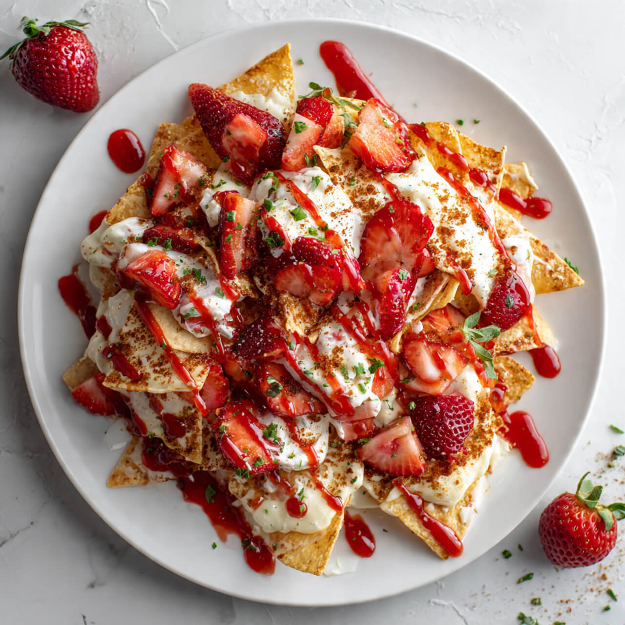 Sweet Strawberry Cheesecake Nachos