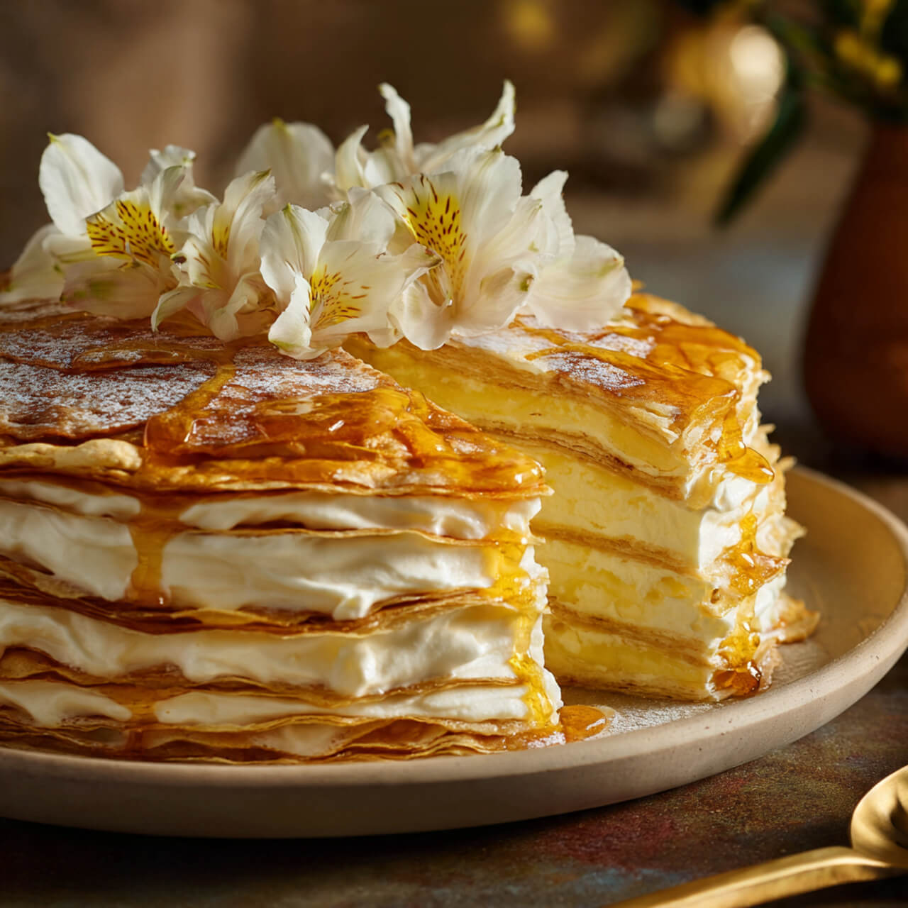 Vanilla Cream Mille Crêpe Cake