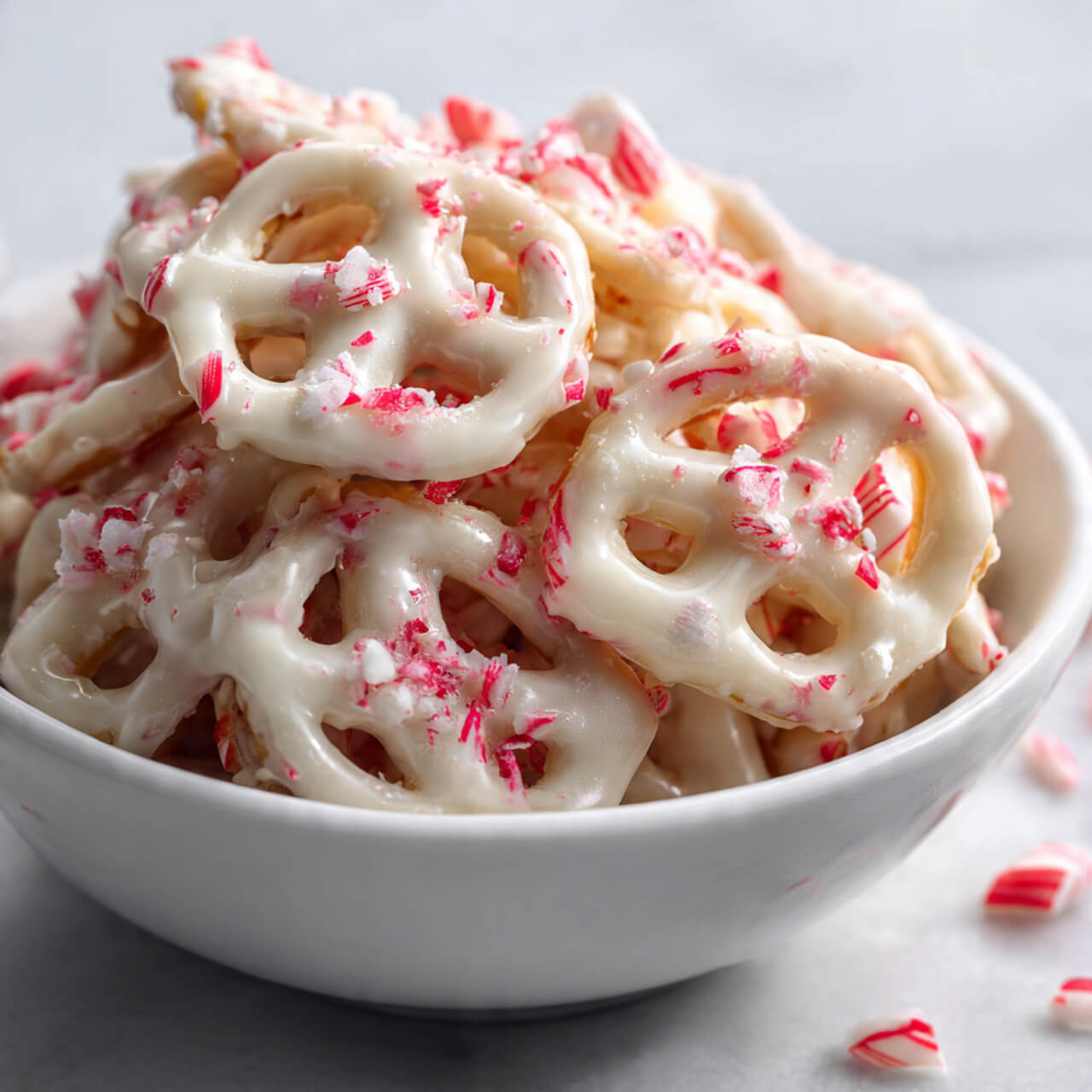 White Chocolate Peppermint Pretzel Crisps