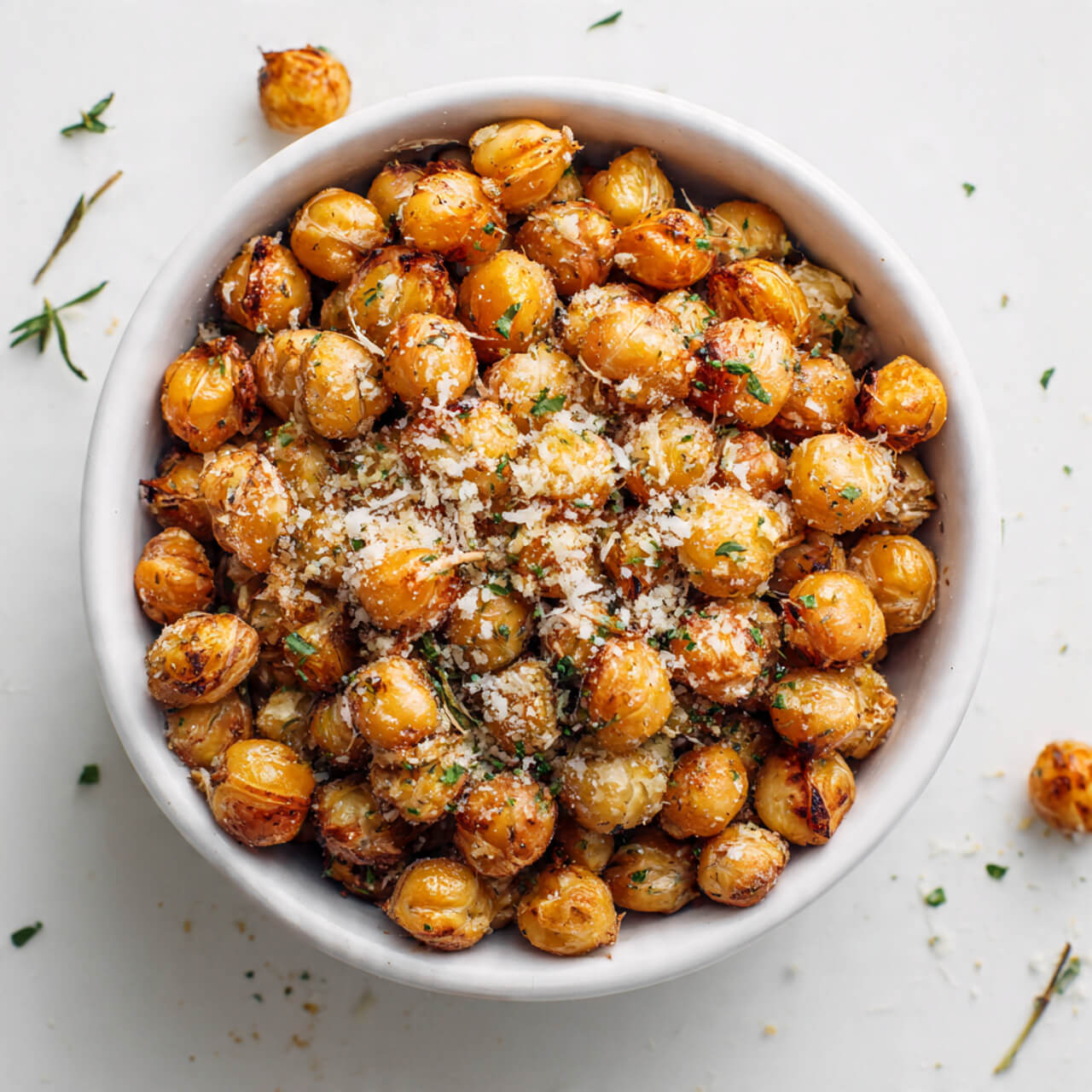 Garlic Parmesan Roasted Chickpeas