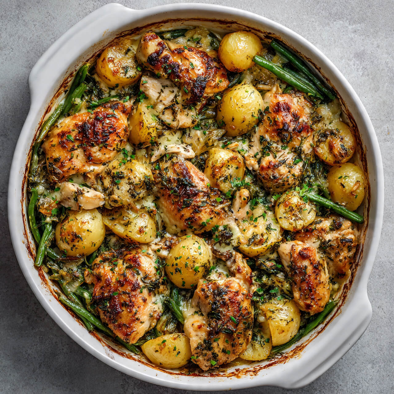 Italian Chicken, Potato, and Green Bean Bake