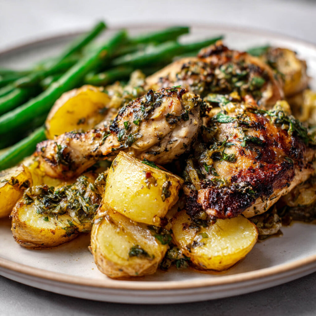 Italian Chicken, Potato, and Green Bean Bake