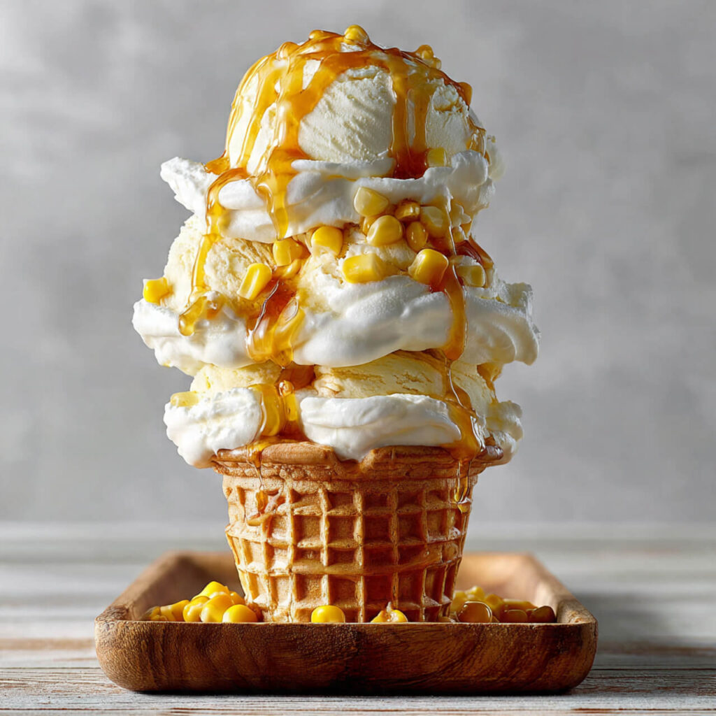 Sweet corn ice cream with honey