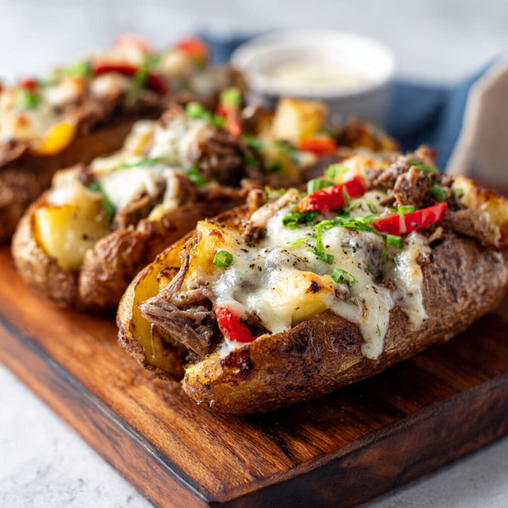 Air Fryer Philly Cheesesteak Potatoes