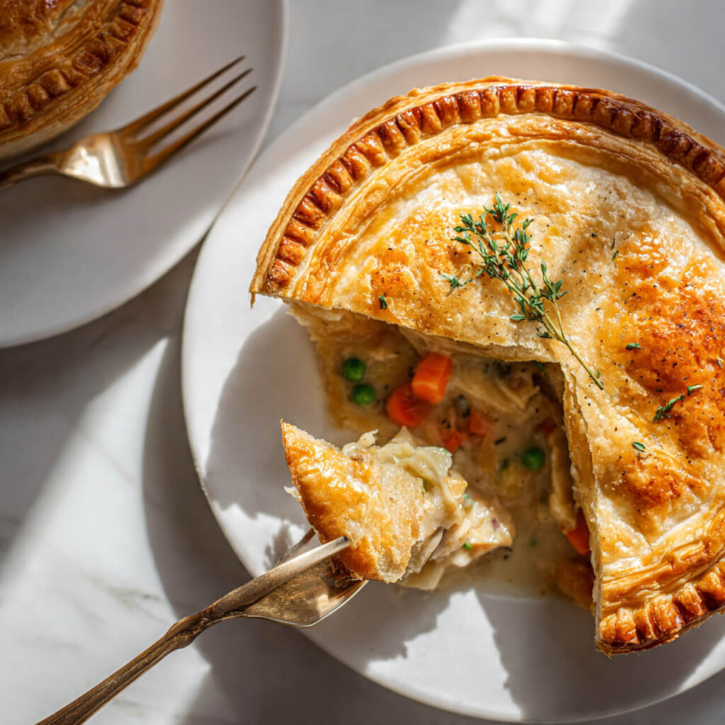 Homemade Chicken Pot Pie with Puff Pastry Top