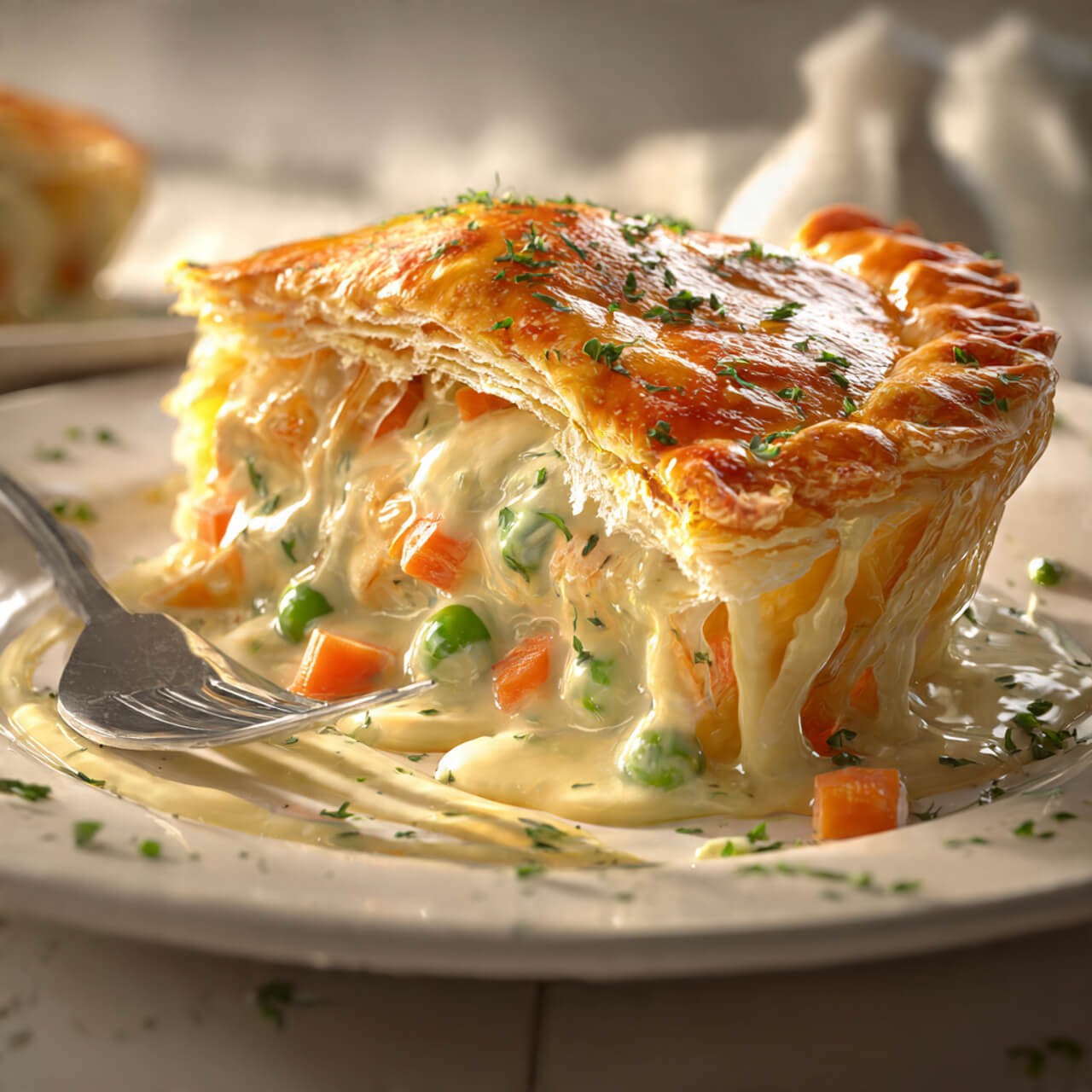 Homemade Chicken Pot Pie with Puff Pastry Top