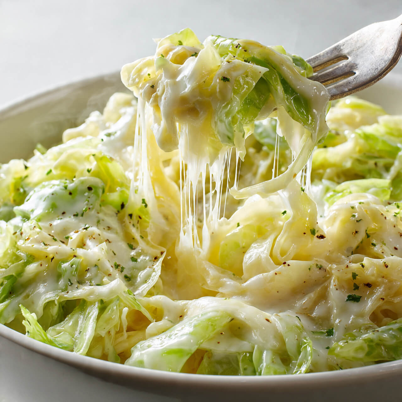 Creamy Cabbage Alfredo with Garlic Butter