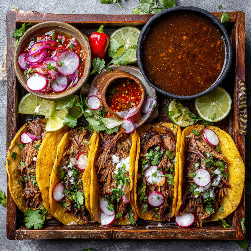 Birria-Style Smoked Brisket Tacos